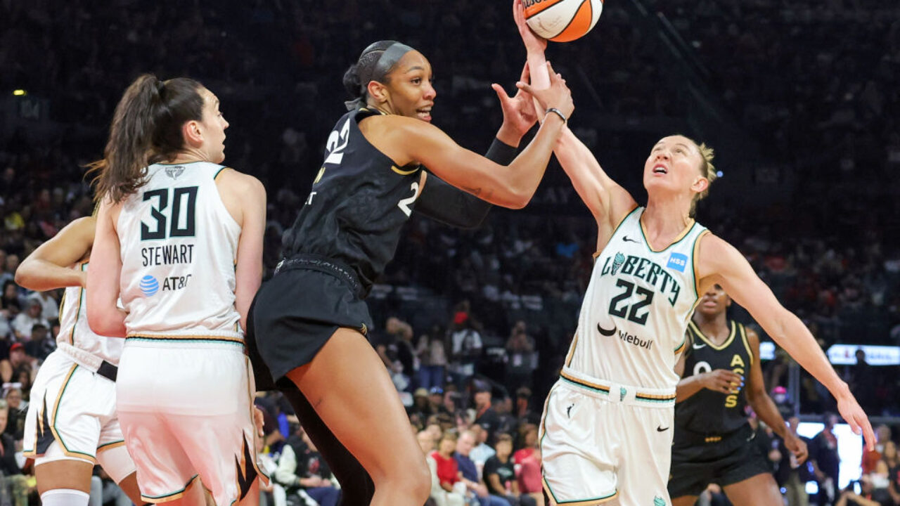 A'ja Wilson of the Las Vegas Aces shoots the ball during the game News  Photo - Getty Images