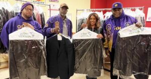 Omega Psi Phi's Sigma Rho Chapter donated nearly 100 suits to Jackets For Jobs, providing career attire to those in need.